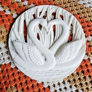 Vintage 70s Swans And Cattails Coralei Hawaii Handmade Coral Sculpture Decor